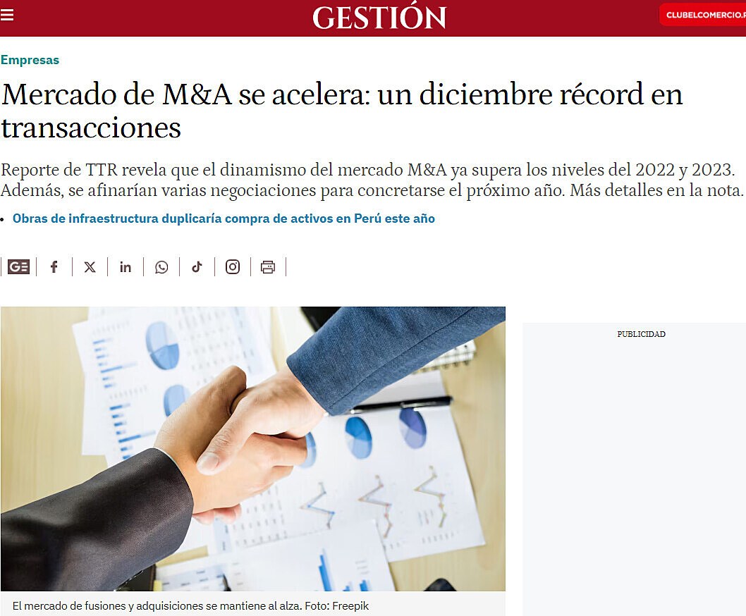 Mercado de M&A se acelera: un diciembre rcord en transacciones